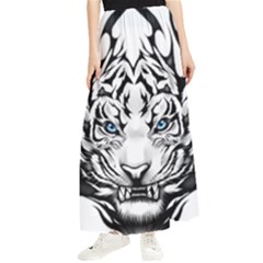 White And Black Tiger Maxi Chiffon Skirt by Sarkoni