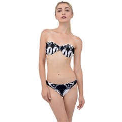 Black And White Deadhead Grateful Dead Steal Your Face Pattern Classic Bandeau Bikini Set by Sarkoni