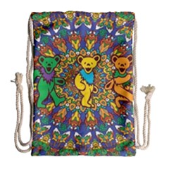 Grateful Dead Pattern Drawstring Bag (large) by Sarkoni