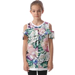 Hawaii T- Shirt Hawaii Flora T- Shirt Fold Over Open Sleeve Top by EnriqueJohnson