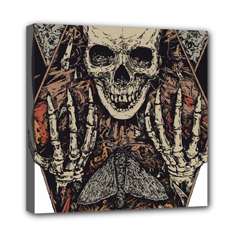 Gray And Multicolored Skeleton Illustration Mini Canvas 8  X 8  (stretched) by uniart180623