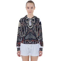 Gray And Multicolored Skeleton Illustration Women s Tie Up Sweat by uniart180623