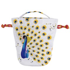 Bird Peafowl Peacock Animal Drawstring Bucket Bag by uniart180623