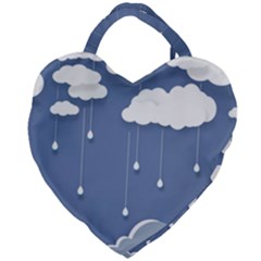Clouds Rain Paper Raindrops Weather Sky Raining Giant Heart Shaped Tote by uniart180623