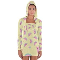 Watermelon Wallpapers  Creative Illustration And Patterns Long Sleeve Hooded T-shirt by Ket1n9