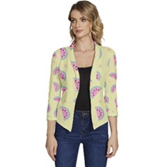 Watermelon Wallpapers  Creative Illustration And Patterns Women s Casual 3/4 Sleeve Spring Jacket by Ket1n9