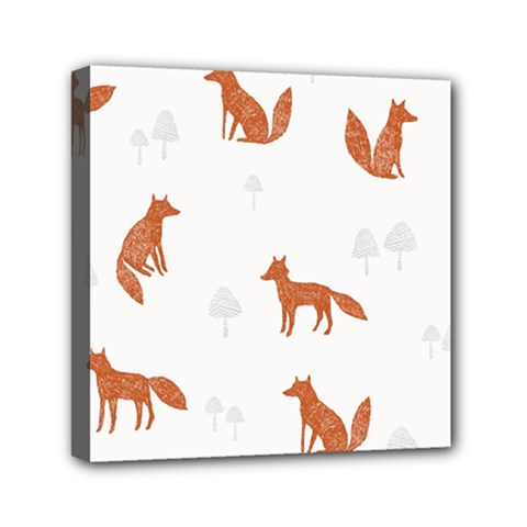Fox Animal Wild Pattern Mini Canvas 6  X 6  (stretched) by Ket1n9