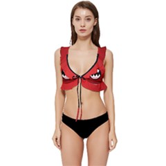 Funny Angry Low Cut Ruffle Edge Bikini Top by Ket1n9
