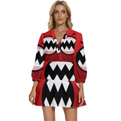 Funny Angry V-neck Placket Mini Dress by Ket1n9