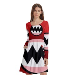 Funny Angry Long Sleeve Knee Length Skater Dress With Pockets by Ket1n9