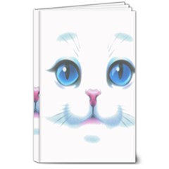 Cute White Cat Blue Eyes Face 8  X 10  Hardcover Notebook by Ket1n9