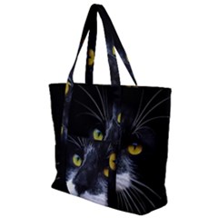 Face Black Cat Zip Up Canvas Bag by Ket1n9