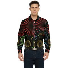 Fireworks With Star Vector Men s Long Sleeve Pocket Shirt  by Ket1n9