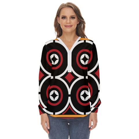 Toraja Pattern Ne limbongan Zip Up Long Sleeve Blouse by Ket1n9