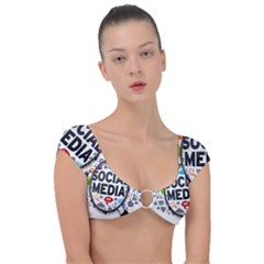 Social Media Computer Internet Typography Text Poster Cap Sleeve Ring Bikini Top by Ket1n9