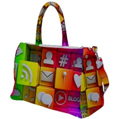 Colorful 3d Social Media Duffel Travel Bag by Ket1n9