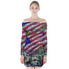 Usa United States Of America Images Independence Day Long Sleeve Off Shoulder Dress by Ket1n9
