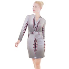 Baseball Button Long Sleeve Dress by Ket1n9