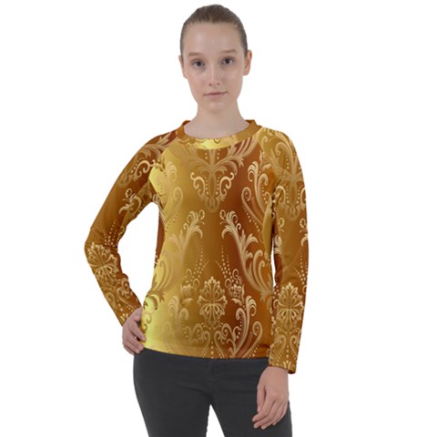 Golden Pattern Vintage Gradient Vector Women s Long Sleeve Raglan T-shirt by Ket1n9