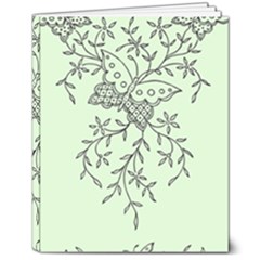 Illustration Of Butterflies And Flowers Ornament On Green Background 8  X 10  Softcover Notebook by Ket1n9