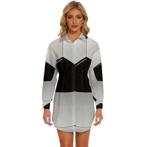 Soccer Ball Womens Long Sleeve Shirt Dress by Ket1n9