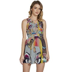 Graffiti-mural-street-art-painting Sleeveless High Waist Mini Dress by Ket1n9