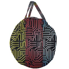 Circuit Board Seamless Patterns Set Giant Round Zipper Tote by Ket1n9