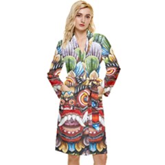Wood Sculpture Bali Logo Long Sleeve Velvet Robe by Ket1n9