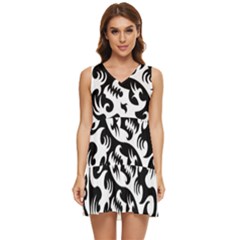 Ying Yang Tattoo Tiered Sleeveless Mini Dress by Ket1n9