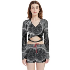 Space-universe-earth-rocket Velvet Wrap Crop Top And Shorts Set by Ket1n9