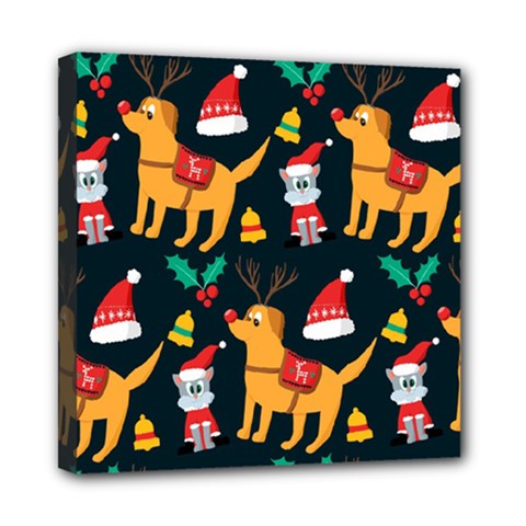 Funny Christmas Pattern Background Mini Canvas 8  X 8  (stretched) by Ket1n9