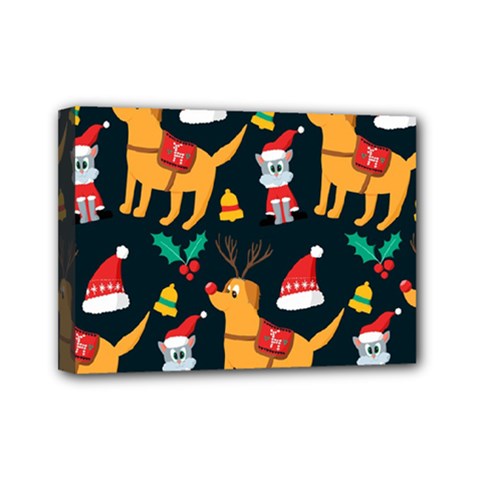 Funny Christmas Pattern Background Mini Canvas 7  X 5  (stretched) by Ket1n9