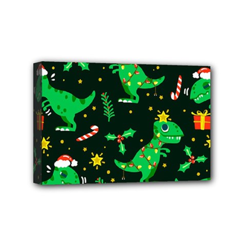 Christmas Funny Pattern Dinosaurs Mini Canvas 6  X 4  (stretched) by Ket1n9