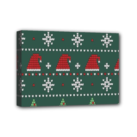 Beautiful Knitted Christmas Pattern Mini Canvas 7  X 5  (stretched) by Ket1n9