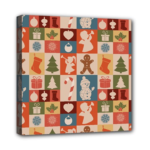 Cute Christmas Seamless Pattern Vector  - Mini Canvas 8  X 8  (stretched) by Ket1n9