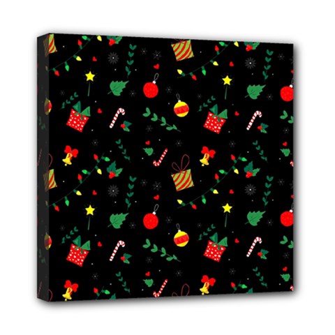 Christmas Pattern Texture Colorful Wallpaper Mini Canvas 8  X 8  (stretched) by Ket1n9
