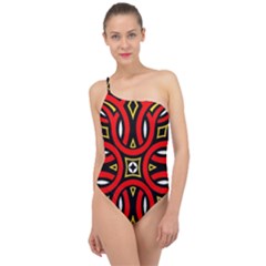 Traditional Art Pattern Classic One Shoulder Swimsuit by Ket1n9