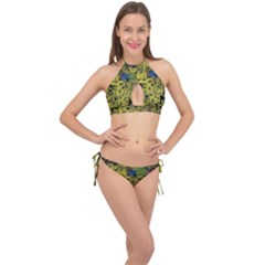 Technology Circuit Board Cross Front Halter Bikini Set by Ket1n9