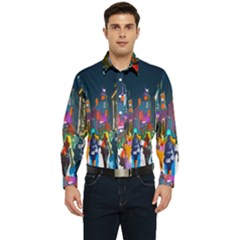 Abstract-vibrant-colour-cityscape Men s Long Sleeve  Shirt by Ket1n9