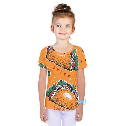 Seamless-pattern-with-taco Kids  One Piece T-shirt by Ket1n9