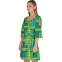 Green-abstract-geometric Velour Kimono Dress View2