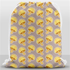 Yellow-mushroom-pattern Drawstring Bag (large) by Ket1n9