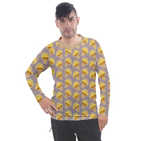 Yellow-mushroom-pattern Men s Pique Long Sleeve T-shirt by Ket1n9