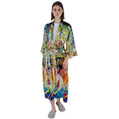 Multicolor Anime Colors Colorful Maxi Satin Kimono by Ket1n9