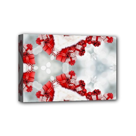 Christmas-background-tile-gifts Mini Canvas 6  X 4  (stretched) by Grandong