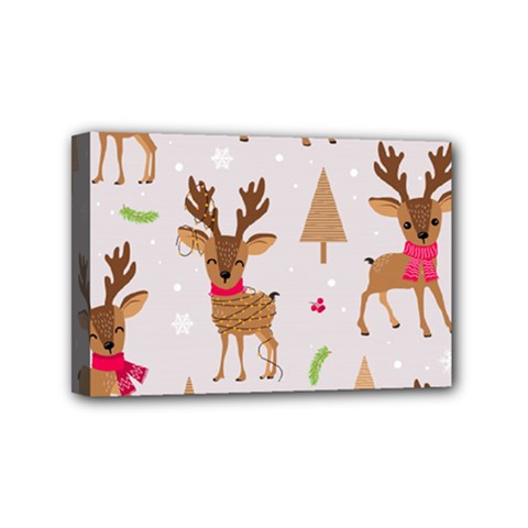Christmas-seamless-pattern-with-reindeer Mini Canvas 6  X 4  (stretched) by Grandong