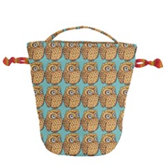 Owl Bird Pattern Drawstring Bucket Bag by Grandong