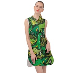 Dino Kawaii Sleeveless Shirt Dress by Grandong