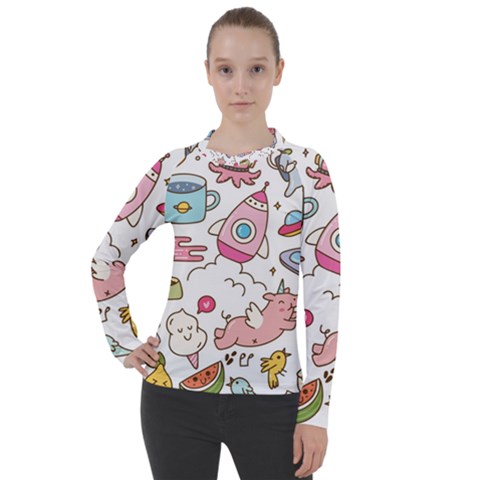 Set-kawaii-doodles -- Women s Pique Long Sleeve T-shirt by Grandong
