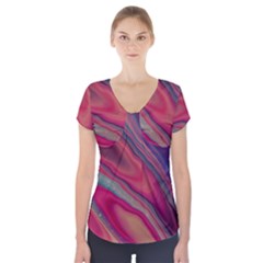 Stars Shimmering Galaxy Ocean Short Sleeve Front Detail Top by Ravend